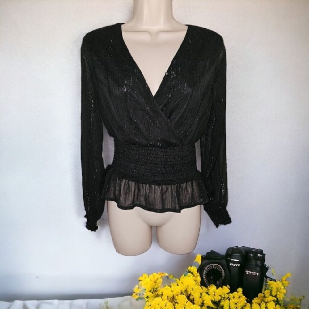 Women's Sheer Black Party Blouse